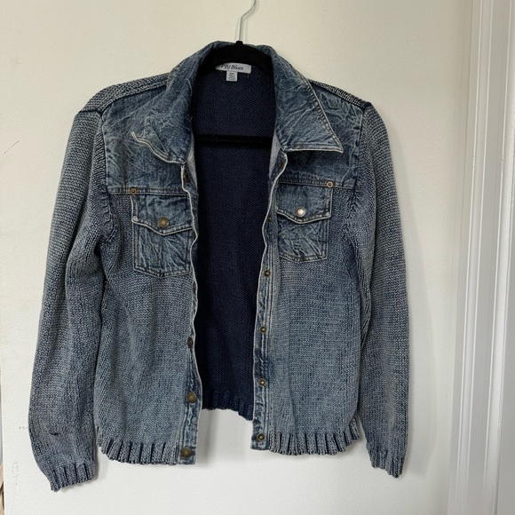 Paris Blues Jackets & Blazers - Vintage Paris Blues Denim Jacket with Knit Sweater Arms & Back